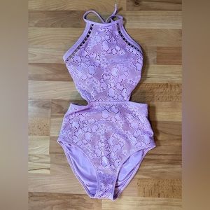 Aerie Purple Crochet One Piece Swimsuit